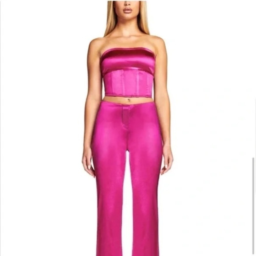 I.AM.GIA Vikki Corset crop top satin silky barbie pink y2k strapless disco